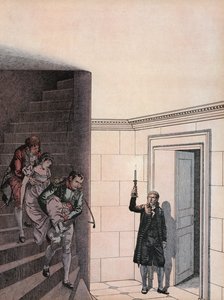 Napoleon odvádí Josefínu po schodech dolů od Onfray de Breville Job