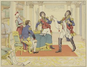 Napoleon odměňuje maršála Lefevra tím, že se mu stal vévodou z Gdaňsku po dobytí města Prusy, 24. května 1807 od Onfray de Breville Job