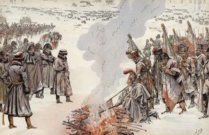 Napoleonova ruská kampaň, pálení standardů, 23. listopadu 1812. od Onfray de Breville Job