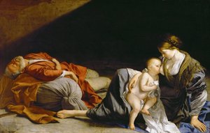 Odpočinek na útěku do Egypta - Odpočinek na útěku do Egypta - Orazio Gentileschi (1563-1638). Olej na plátně, cca 1625. Rozměr: 138,5x216 cm. Uměleckohistorické muzeum, Vídeň od Orazio Gentileschi