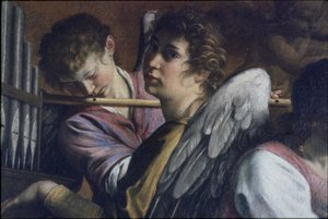 Obřízka. Detail: Artemisia Gentileschi jako Saint Cecilia, c. 1620. od Orazio Gentileschi
