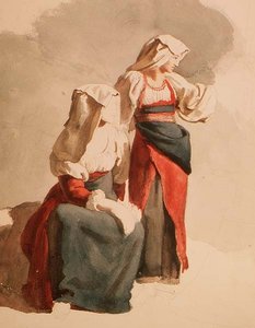 Italské rolnické dívky, cca 1834 (akvarel)