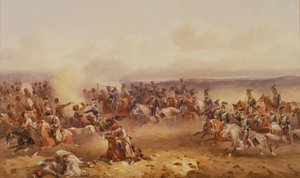 Eskadra 10. husarů porazila Rusy u Černaje, 16. srpna 1855, kolem roku 1890
