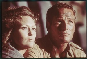 Paul Newman a Faye Dunaway na natáčení 