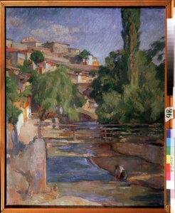 ""Krajina s mostem a řekou"" Obraz Osip Emmanuilovič Braz (1872-1936) 1912 Státní muzeum umění, Tomsk