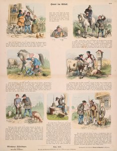 Hans in Luck (podle bratří Grimmů) brožovaný list vydaný Gustavem Weisem, Stuttgart, 1860 od Oskar Pletsch