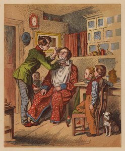 Holič (barevná litografie) od Oskar Pletsch