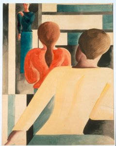 Interiér v modré, žluté a červené od Oskar Schlemmer