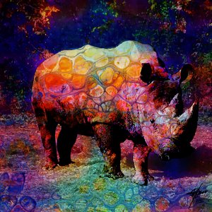 Zářivý psychedelický nosorožec od Osvaldo Russo