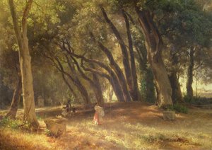 V zahradě Villa Borghese (olej na plátně)