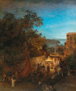 Ischia - Svátek svaté Anny, Casamicciola od Oswald Achenbach