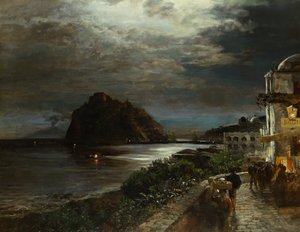 Aragonský hrad Ischia (olej na plátně)