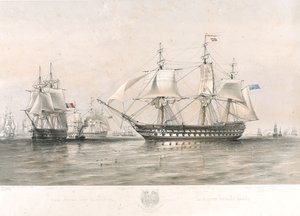 Anglické a francouzské loďstvo v Baltském moři od Oswald Walters (after) Brierly