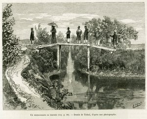 Na druhé straně misionář. Rytina od Tofaniho, pro ilustraci příběhu Trente mois au Tonkin, v roce 1884, od doktora Paula Hocquarda, v le tour du monde 1890, pod vedením Edouarda Chartona (1807-1890), Hachette, Paříž. od Oswaldo Tofani