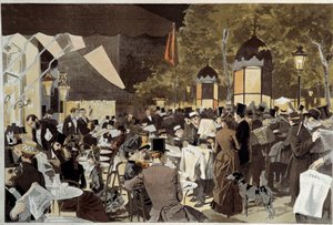 Bulváry na terase volební noční kavárny. Z obrazu Osvalda Tofaniho (1849-1915) Ec. Ital. od Oswaldo Tofani
