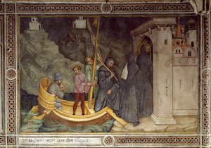 Svatý Augustin odchází do Tagathe a založil náboženskou komunitu (Fresco