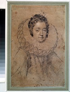 ""Portrét dámy aristokracie"" nosí široký límec (jahoda). Kresba Ottavio Maria Leoni (1578-1630) 1612 Puškinovo muzeum, Moskva