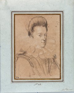 Portrét Eleonory de Medici (Eleonora de Medici) (1567-1611) Manželka Vincenta I. z Gonzague, vévoda z Mantovy (Vincenzo I. Gonzaga, vévoda z Mantovy) (1562-1612) Kresba Ottavio Leoni (1578-1630) Genes Muzea Strada Nuova, inv 2432