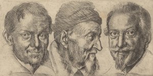 Tři portréty možná představující Camillo Graffic, Ercole Pedemonte a Antoni ..., ca. 1620-30. od Ottavio Mario Leoni