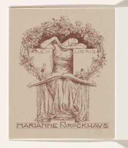 Ex-libris Marianne Brockhausové od Otto Greiner (signed by artist)