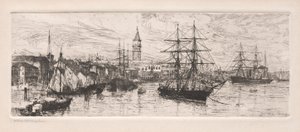 Lodní doprava a vévodský palác, 1888. od Otto H. Bacher