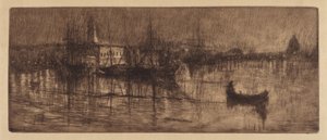 Mokrý večer v Benátkách, c. 1880.