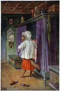 Vlk se maskuje v Grand Mother, c.1910 (pohlednice) od Otto Kubel