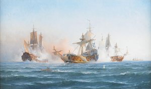 HMS Wachtmeister bojující proti ruské eskadře 4. června 1719 1902 od Otto Ludvig Richarde