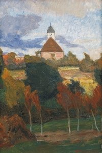 Pohled na kostel Worpsweder. Kolem roku 1895 od Otto Modersohn