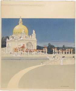 Kostel sv. Leopolda na Steinhofu, soutěžní projekt, perspektiva od Otto Wagner