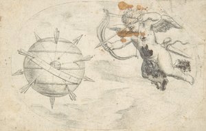 Cupid Shooting Arrows at the World Globe, 1608 nebo krátce předtím. od Otto van Veen.