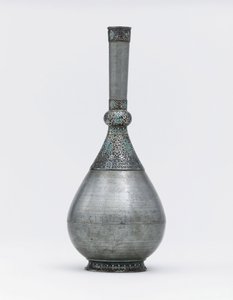 Osmanská tyrkysová vložená stříbrná zinková láhev (tyrkysová, zinková, stříbrná) od Ottoman School