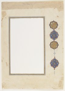 Folio z Koránu (hranice), oddělený rukopisný okraj, 2. polovina 16. století (tuš, neprůhledný akvarel a zlato na papíře) od Ottoman School