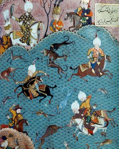 Lovecká scéna za přítomnosti sultána Murada II (Murat) (1404-1451) Miniatura 17. století. Istanbul, knihovna muzea Topkapi Sarayi od Ottoman School
