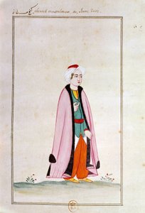Osmanské umění: mladý Turek. Tisk z rukopisu od Ottoman School