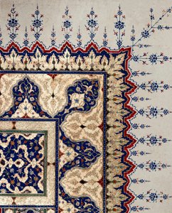 Osmanské umění: detail stránky kodexu B 373, miniatura. 16. století. Istanbul, knihovna muzea Topkapi Sarayi od Ottoman School