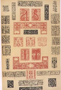 Vzory typografických dekorací z Itálie a Francie 16. století, vydal Aldine, Giunta a Stephan, kapitola XIX, deska XC, z 