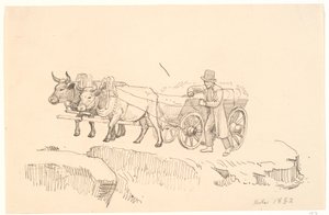 Farmář kráčející vedle svého volského povozu od P.C. Skovgaard