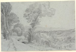 Italská horská krajina s výhledem na "Genazzano 9 Juli 1869.". od P.C. Skovgaard