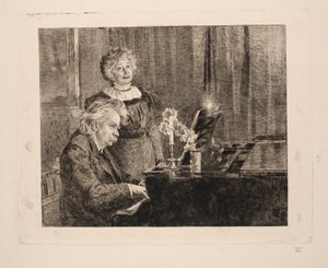 Edvard a Nina Griegovi u klavíru od Peder Severin Krøyer