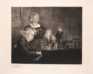 Edvard a Nina Griegovi u klavíru od Peder Severin Krøyer