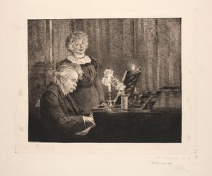 Edvard a Nina Griegovi u klavíru od Peder Severin Krøyer
