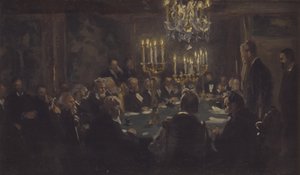 Kompoziční skica pro "Setkání ve Společnosti věd" ve Společnosti věd od Peder Severin Krøyer