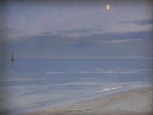 Pláž Skagen v měsíčním světle od Peder Severin Krøyer