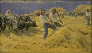 Mlácení v Abruzzi. Město Antino od Peder Severin Krøyer