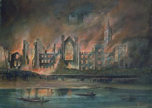 Požár v budově parlamentu, 16. října 1834 (kvaš) od P.T. Cameron