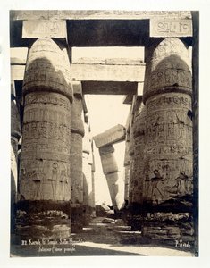 Hypostylová síň, chrám Amun-Re, Karnak, Egypt, 1878 od P Sebah