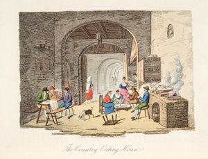 Country Eating House, z italské scenérie, představující způsoby, zvyky a zábavy různých států Itálie, hospoda. 1806 (ručně kolorovaná rytina) od P. van (after) Lerberghi