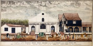 Jižní pohled na Wesleyan Mission House, Colombo na ostrově Cejlon, postavený Anno Domini 1816, c.1816 (akvarel) od P. van Houten