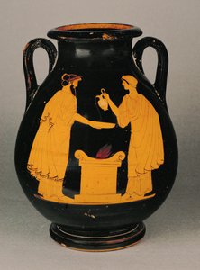 Pár nalévající úlitbu nad oltářem... od Painter Argos